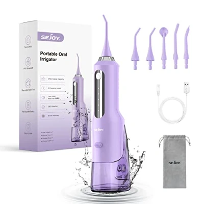 Image of Water Flosser, Flosser for Teeth Cordless Oral Irrigator Braces Dental Portable Home Travel Office, 270ML IPX7 Waterproof 5 Cleaning Modes and Jet Tips