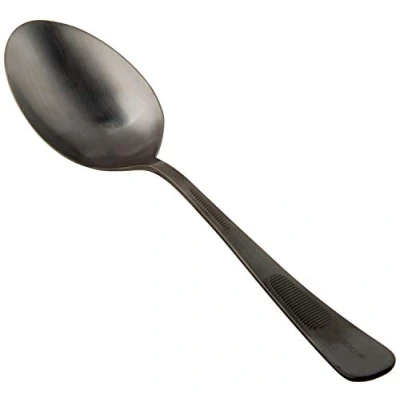 Image of Mercer Culinary M35138BK Plating Spoon Solid Bowl, Stainless Steel, Black, 21.8 x 5.4 3.2 cm