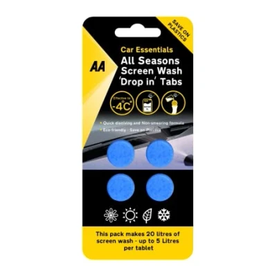 Image of AA Car Essentials 4 x All Seasons Screenwash Tablets makes up to 20 litres Effective 4C Save on Plastics