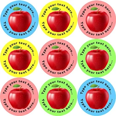 Image of 144 Apples Personalised 30 mm Reward Stickers for School Teachers, Nursery