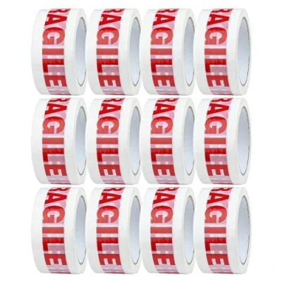 Image of G4GADGET 12 Pack 48mm x 66m Fragile Packing Tape for Boxes Parcel Moving &amp; Large Postage Bags Shipping