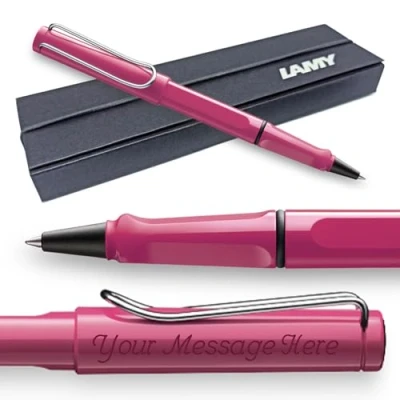 Image of Lamy Safari Rollerball Pen Personalised with Engraving and GIFT BOX (Pink)