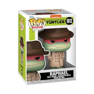 Image of Funko Pop! Movies: Teenage Mutant Ninja Turtles (TMNT) Raphael With Coat &amp; Hat TMNT 1990 Collectable Vinyl Figure Gift Idea Official Merchandise Toys for Kids Adults Movies Fans