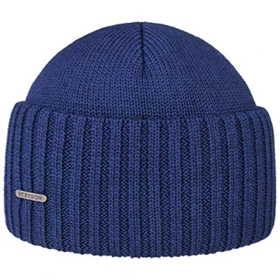Image of Stetson Northport Winter hat Made of Merino Wool Cap in Italy Seaman&#039;s for Women/Men Fall/Winter Blue One Size