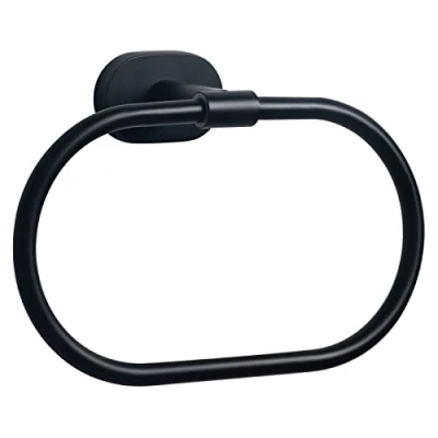Image of HouseAid Oval Towel Holder for Bathroom, Stainless Steel Ring, Modern Bathroom Hand Rack, Wall Mounted, Matte Black