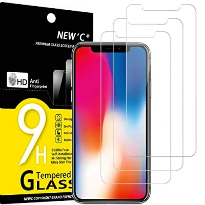 Image of NEW&#039;C 3 Pack Designed for iPhone 11 Pro and X XS Screen Protector Tempered Glass,Case Friendly Scratch proof, Bubble Free, Ultra Resistant