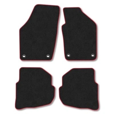 Image of Car Mats Compatible with VW Polo (2004 2009) Tailored Fit Red Carpet Floor Set Accessory Custom 4 Pieces Anti Slip Backing &amp; Binding Trim Edge