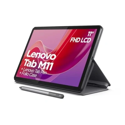 Image of Lenovo Tab M11 Android Tablet 11 Inch Full HD 1200p 128 GB Pen + Folio Case WiFi 4 RAM Luna Grey Designed for Portable Entertainment