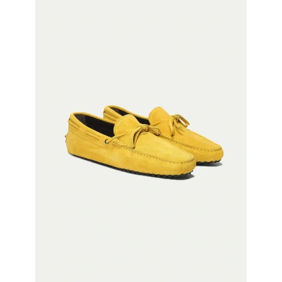 Image of Aurélien Driving Shoes Moccasins Suède Men Yellow Size 7 Italian Handmade Mediterranean Style &amp; Exclusive Luxury