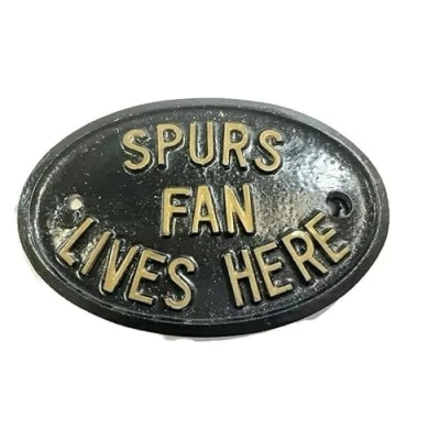 Image of Spurs Fan Lives Here Wall Sign Plaque With Gold Raised Lettering 5&quot; x 3.5&quot;