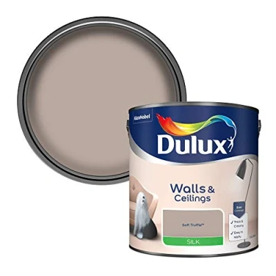 Image of Dulux Silk Emulsion Paint For Walls And Ceilings Soft Truffle 2.5 Litres