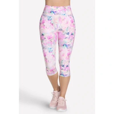 Image of Skechers Women&#039;s Go Walk Seascape Floral Capri Leggings, Cream/Multi, M