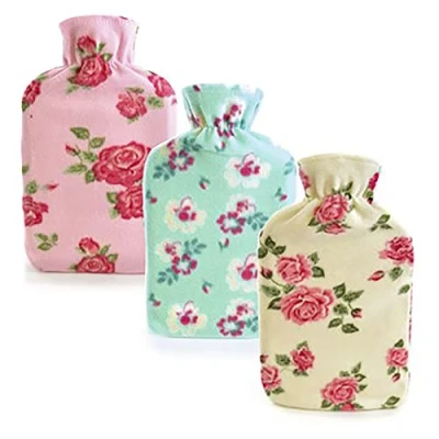 Image of KAV Cute Hot Water Bottle Ruber with Low Pile Plush Cover (Pretty Flower Fleece)