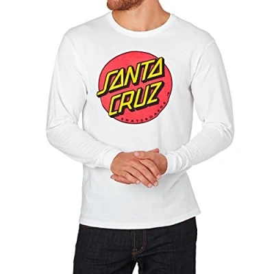 Image of Santa Cruz Long Sleeve T shirts Classic Dot Shirt White