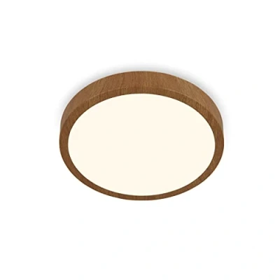 Image of Briloner LED ceiling lamp Runa wood look 3,000 K Ø28cm
