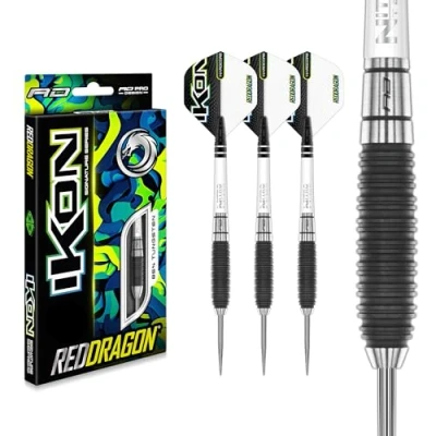 Image of RED DRAGON Ikon 1.3 23 Gram Professional Tungsten Steeltip Darts Set with Flights and Stems
