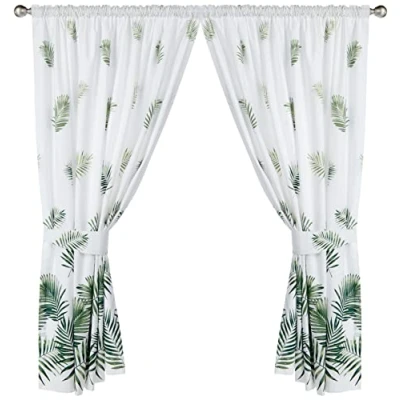 Image of Charlotte Thomas, Fern, Pair of Pencil Pleat Lined Curtains, with Tie Backs Green, 168 x 183 cm