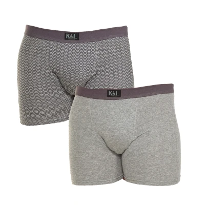 Image of Kisses&amp;Love Mens Pack 2 Basic Boxers with breathable fabric KL2009 men Grey Size Medium