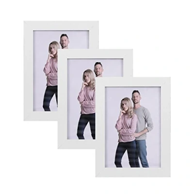 Image of SONGMICS Picture Frames Set of 3 Collage Photo for 5&quot;x7&quot; (13x18 cm) Photos, MDF, Glass Front White RPF33WT