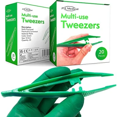 Image of JFA Medical First Aid Disposable Plastic Tweezers 12.5cm Box of 20