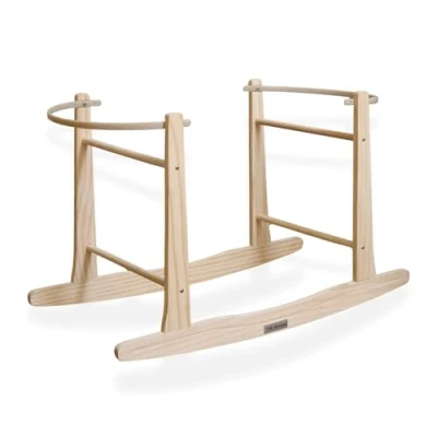 Image of Wooden Standard Rocking Moses Basket Stand Natural