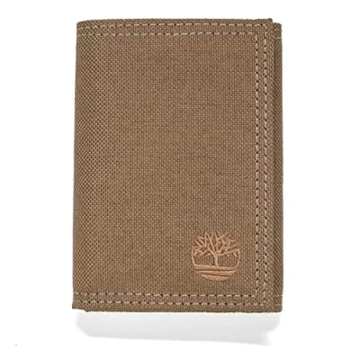 Image of Timberland Men&#039;s Trifold Nylon Wallet, Khaki, One Size