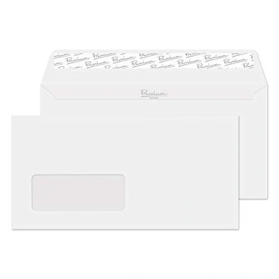 Image of Blake Business DL 110 x 220 mm 120 gsm Peel &amp; Seal Wallet Window Envelopes (31884) Ice White Wove Pack of 500