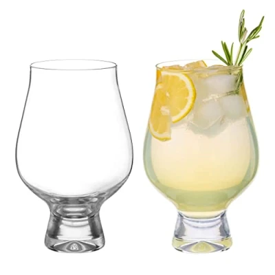 Image of DIAMANTE Cocktail Glasses Gin Goblets &#039;Auris&#039; Crystal and Tonic Glass Stemless Short stem Water Set of 2