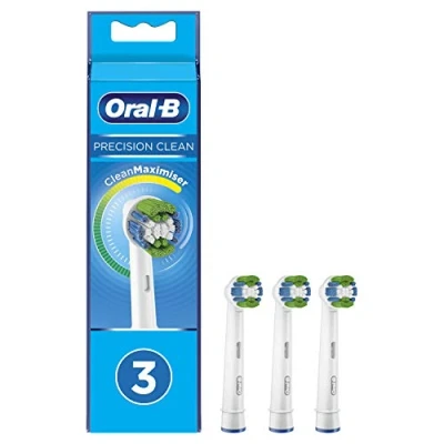 Image of Oral B Clean Maximiser Precision Electric Toothbrush Heads, Plate Removal, Pack of 3, White