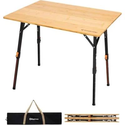 Image of KingCamp Camping Table Bumbus 80 x 60 cm Folding Height Adjustable 42 70cm for 2 4 Persons Folds Foldable Loadable up to 80kg