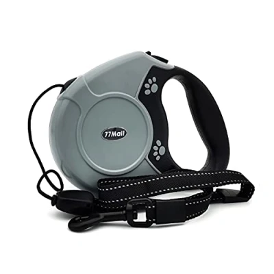 Image of 77Mall Retractable Dog Leads 26ft Pet Adjustable Leash for Small Medium Large Dogs Up to 49.8Kg, Grey