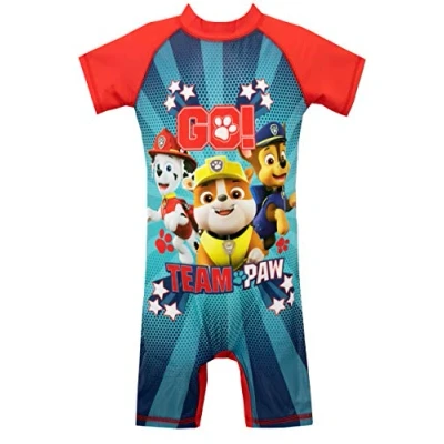 Image of Paw Patrol Boys Swimsuit Red Age 4 to 5 Years