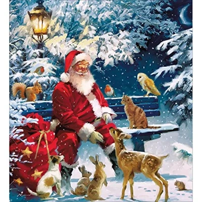 Image of Woodmansterne Artistic Charity Christmas Cards Father &amp; Animals Eco Friendly Recyclable Pack of 5