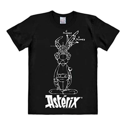 Image of Logoshirt® Asterix le Gaulois Sketch I Print T Shirt Men &amp; Women Black Licensed Original Design, Size L