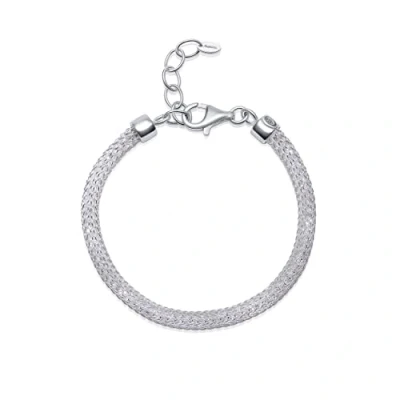 Image of Amberta Women 925 Sterling Silver Simulated Diamond Bracelet: Crystal Statement Bracelet with CZ