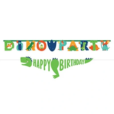 Image of Amscan 122270 Dino Mite Dinosaur Kids Birthday Party Jumbo Personalised Letter Banner 2.3m