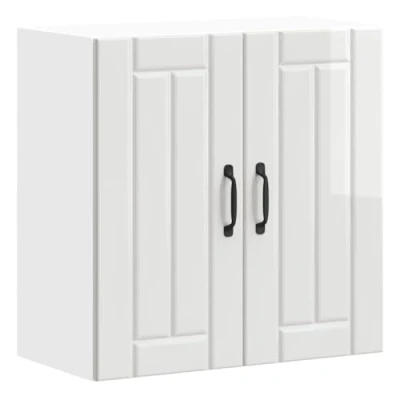 Image of vidaXL Lucca Kitchen Wall Cabinet High Gloss White Engineered Wood, Storage Unit, Modern Style, 60x31x40 cm