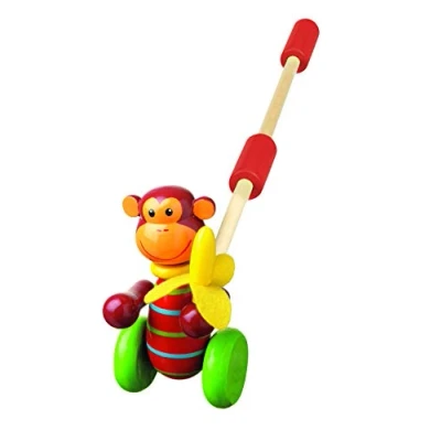 Image of Monkey Push Along Toy Animal and Pull Toys For 1 Year Olds, Wooden Toddler Toys, Perfect 1st Birthday Gifts Boy Girl Early Development &amp; Activity by Orange Tree