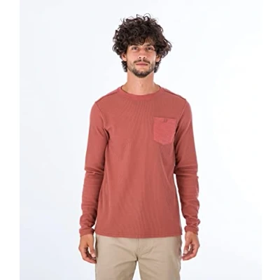 Image of Hurley Men&#039;s Felton Thermal Crew Ls T Shirt, Zion Rust, L