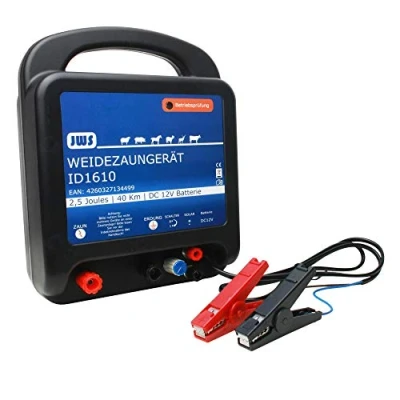 Image of JWS 1610 Weidezaungerät 12 Volt V Solar Weidezaun Weidegerät Elektrozaungerät 2,5 Joule Electric Fence Device, Black