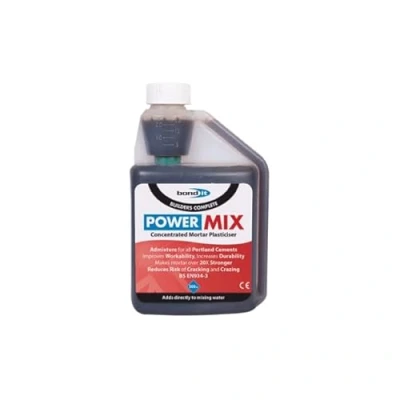 Image of Bond It Power Mix Concentrated Brown Liquid Mortar Plasticiser Bottle cement 500ml &amp; 1L Non flammable Totally soluble brick renders (500ml)