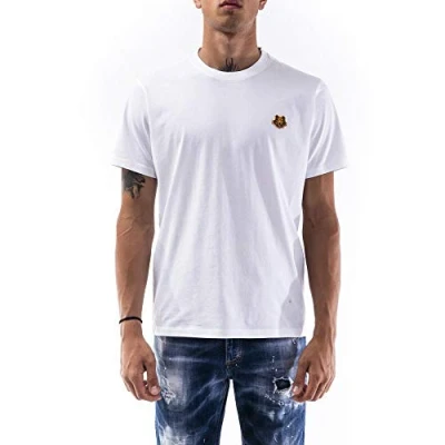 Image of Kenzo Men&#039;s Crest T Shirt White Tiger Embroidered 100% Organic (Small), white, S Short