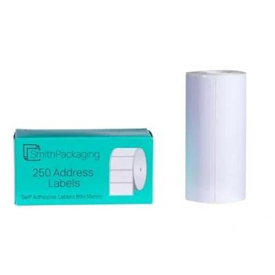 Image of SmithPackaging Address Label Roll Self Adhesive 89 mm x 36 White, 250 Labels Per