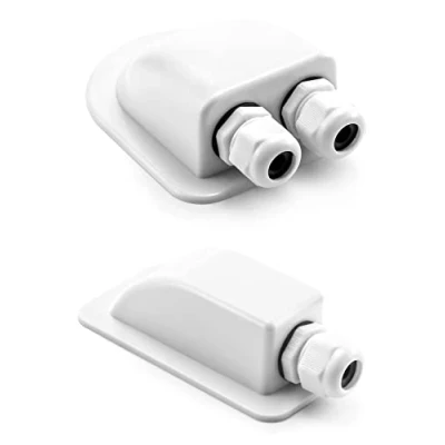 Image of QWORK® IP68 Solar Cable Entry Gland Waterproof ABS 2 Way / 1 Dual Housing for Panels of RV, Caravan and Marine, White