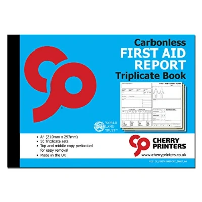 Image of Cherry Carbonless NCR First Aid Report Triplicate Book A4 50 sets