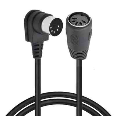 Image of MIDI DIN Extension Cable, 5 Pin 90 Degree Angle Male Plug to Female Socket Audio MIDI/AT Adapter Cable for Keyboard Synthesizer, Organ, Electric Piano, Guitar (1.5 Meter/ Ft)