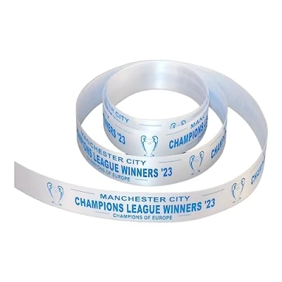 Image of Man City Treble Winners 23&#039; Ribbon 25mm (Champions League (1 Metre))