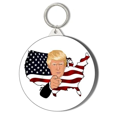 Image of Gift Insanity POP ART TRUMP ON AMERICAN FLAG 45mm Keyring
