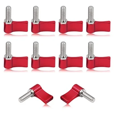 Image of SPEEDWOX 10 Pcs Male Threading Rotating Knob, M6 17mm Adjustable Thumb Lever Screw，Rotating Knob with Single Wing, Red Aluminum Alloy