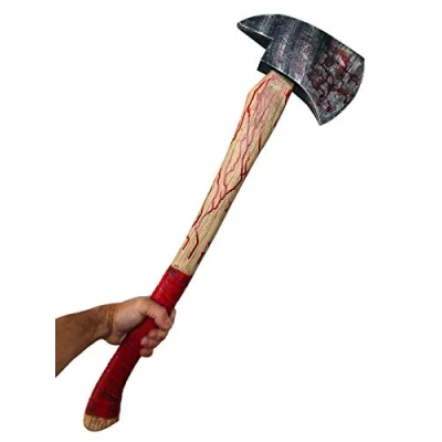 Image of Rubber Johnnies , Bloody Fire AXE, Fake weapon, Bloody, Scary Blood Stained Halloween Accessories, Realistic Foam Prop, Costume Weapons, Machete, Cosplay Blade, Fireman